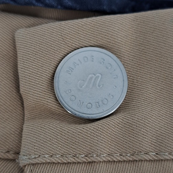 BONOBOS Maide Golf Mens 33x32 Slim Fit Chino Pants Tan Stretch Performance - Picture 6 of 13